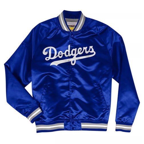 LA Dodgers Lightweight Blue and Black Satin Jacket