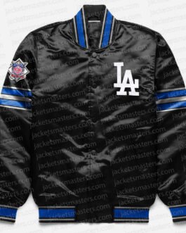 Los Angeles Dodgers Black Full-Snap Satin Jacket