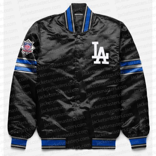 Los Angeles Dodgers Black Full-Snap Satin Jacket
