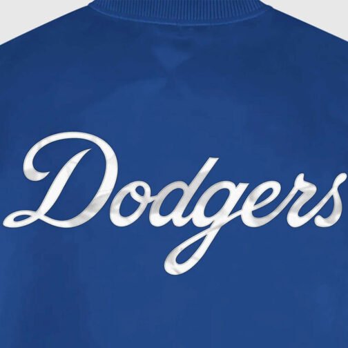 LA Dodgers Blue Full-Snap Varsity Satin Jacket - Image 3
