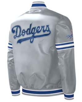 Gray Los Angeles Dodgers Slider Satin Jacket