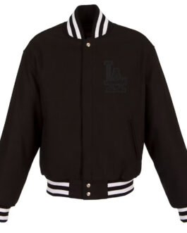 LA Dodgers Black Varsity All Wool Jacket