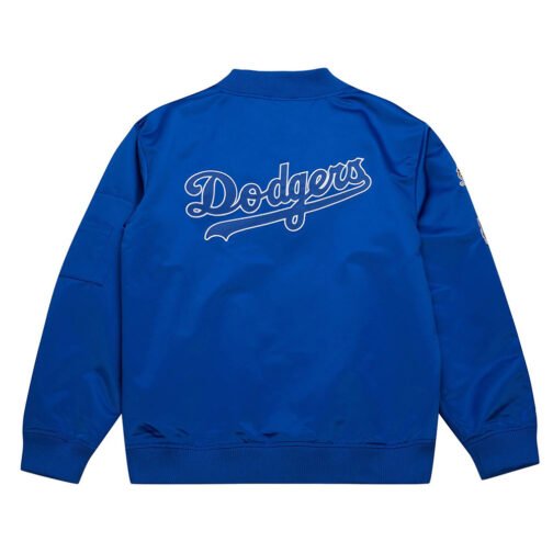 LA Dodgers Vintage Logo Royal Lightweight Satin Jacket - Image 2