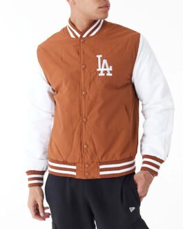 LA Dodgers Wordmark Brown Bomber Jacket