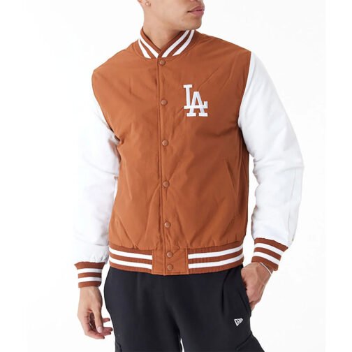 LA Dodgers Wordmark Brown Bomber Jacket