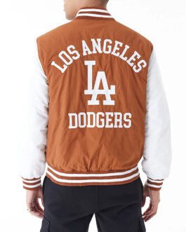 LA Dodgers Wordmark Brown Bomber Jacket