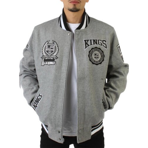 LA Kings Gray Varsity Wool Jacket - Image 3