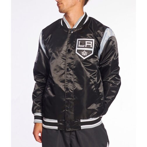 Los Angeles Kings Teddy Black Satin Jacket - Image 5