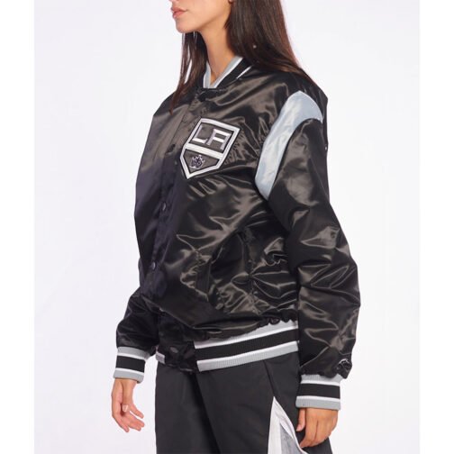 Los Angeles Kings Teddy Black Satin Jacket - Image 7