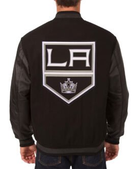LA Kings Two Hit Wool & Leather Black Varsity Jacket