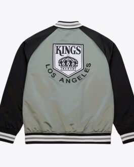 LA Kings Vintage Logo Double Clutch Gray Satin Jacket
