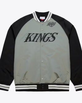 LA Kings Vintage Logo Double Clutch Gray Satin Jacket