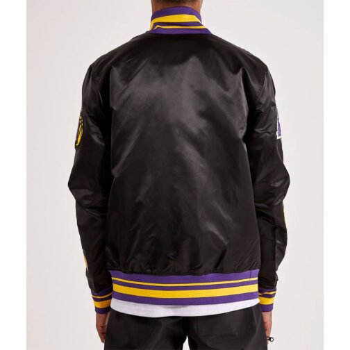 LA Lakers 17X Champions Black Varsity Satin Jacket - Image 2