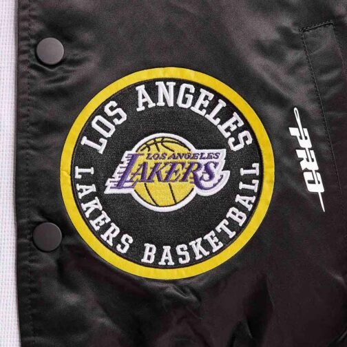 LA Lakers 17X Champions Black Varsity Satin Jacket - Image 4