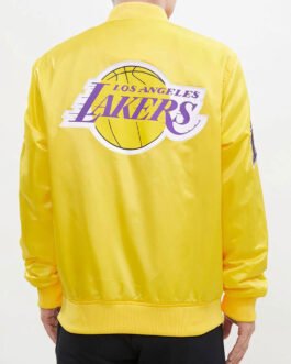 Los Angeles Lakers Big Logo Yellow Satin Jacket