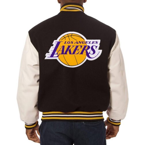 Los Angeles Lakers Domestic Black and White Varsity Jacket - Image 2