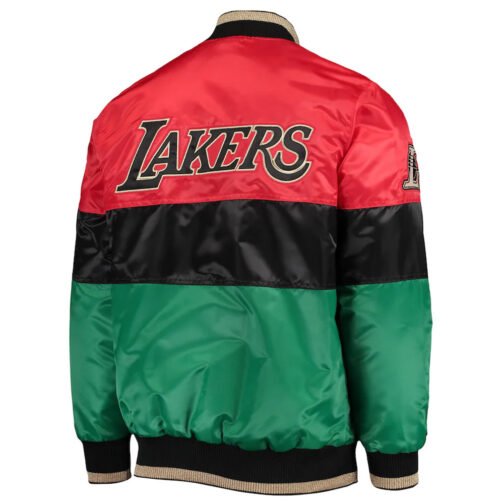 75th Anniversary LA Lakers Satin Color Block Jacket - Image 4