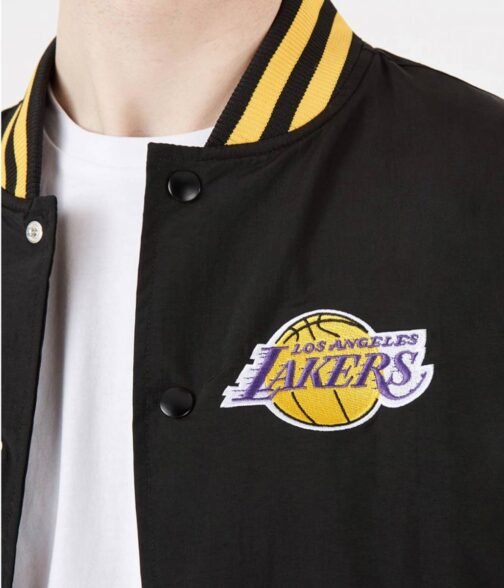 LA Lakers Black Patch Logo Jacket - Image 4