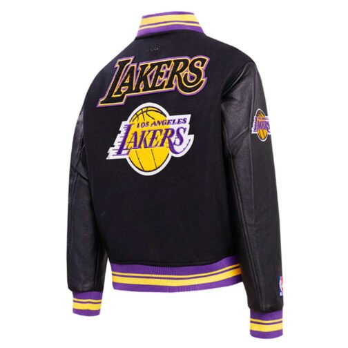 LA Lakers Cream Retro Classic Varsity Jacket - Image 6