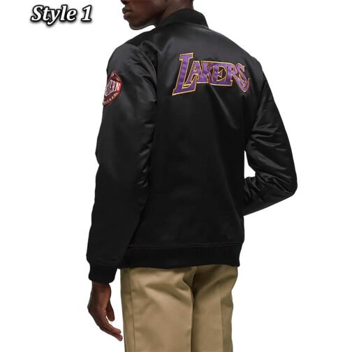 LA Lakers Bomber Black Lightweight Satin Jacket - Image 5