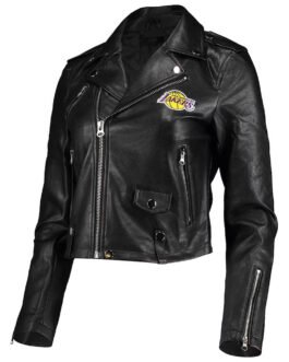 LA Lakers Black Moto Leather Jacket