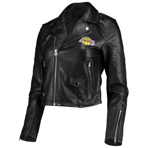 LA Lakers Black Moto Leather Jacket