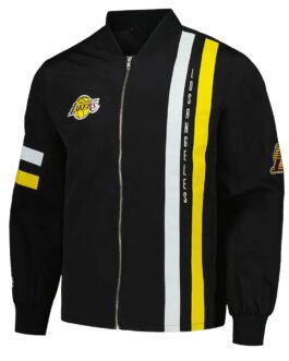 LA Lakers Black Stitch Applique Bomber Jacket