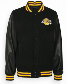 LA Lakers Training Team Logo Black Varsity Jacket