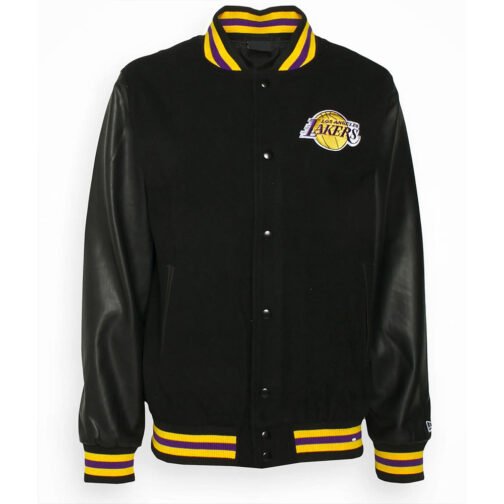 LA Lakers Training Team Logo Black Varsity Jacket