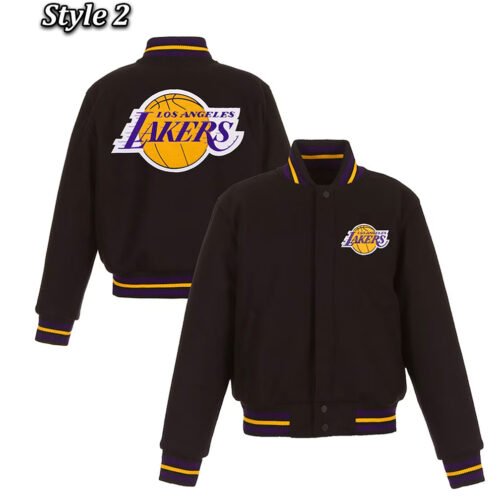 Varsity Los Angeles Lakers Black Wool Jacket - Image 9