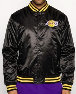 LA Lakers Black Bomber Wordmark Jacket
