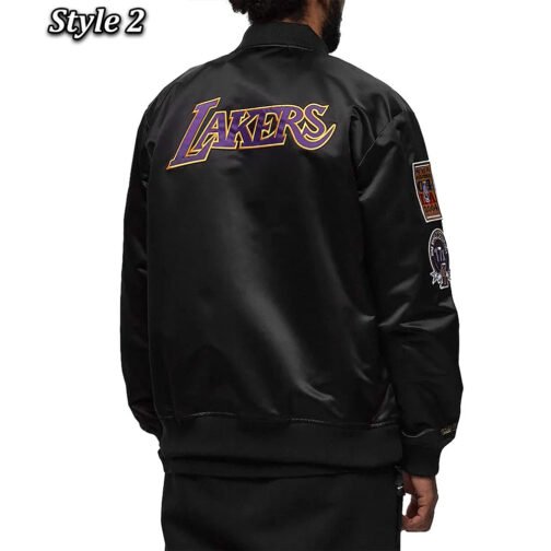 LA Lakers Bomber Black Lightweight Satin Jacket - Image 6