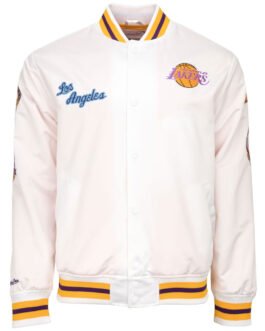 LA Lakers City Collection White Varsity Satin Jacket