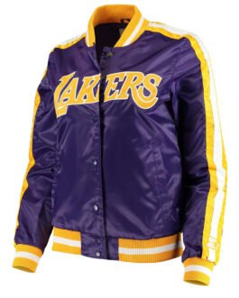 LA Lakers Competition Striped Satin Jacket
