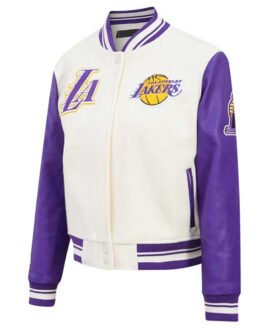LA Lakers Cream Retro Classic Varsity Jacket
