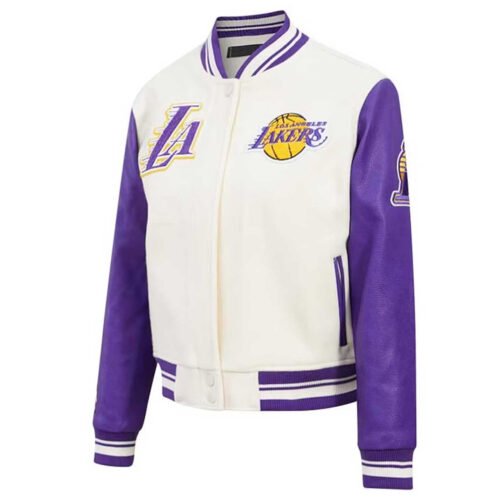 LA Lakers Cream Retro Classic Varsity Jacket