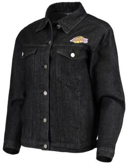 Denim Los Angeles Lakers Black Jacket