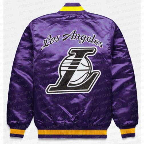 LA Lakers Exclusive Purple Satin Jacket - Image 2