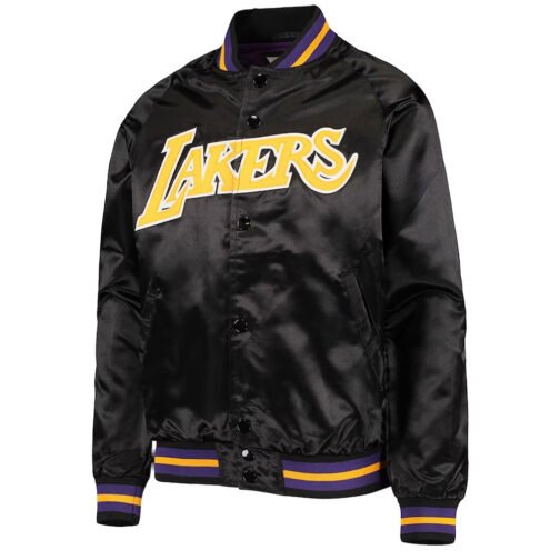 LA Lakers Hardwood Classics Full-Snap Black Satin Jacket