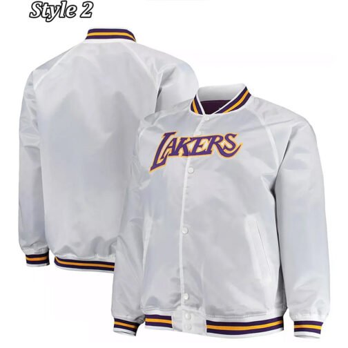 Hardwood Classics LA Lakers White Satin Jacket - Image 6