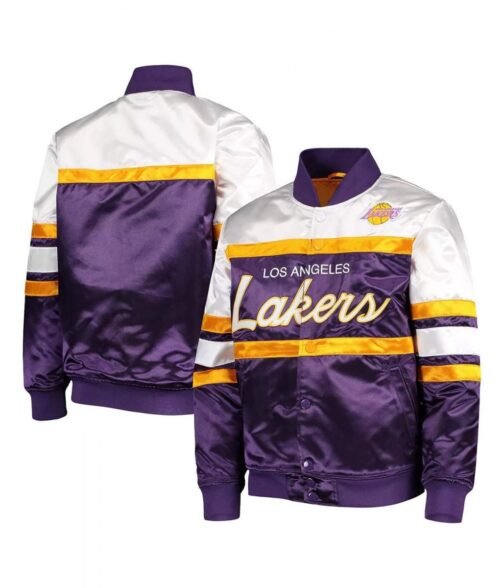 LA Lakers Hardwood Classics Purple/White Jacket - Image 3