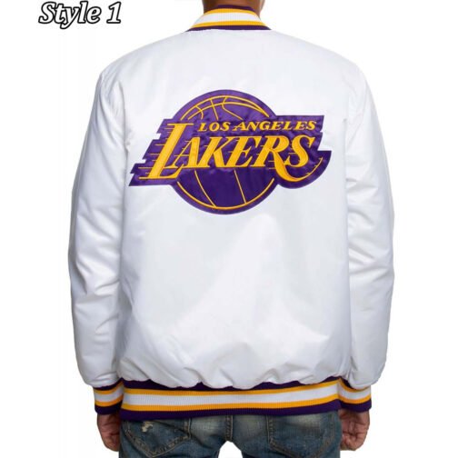 Hardwood Classics LA Lakers White Satin Jacket - Image 3