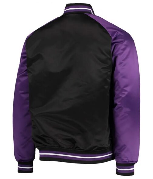 LA Lakers Hardwood Classics Reload 3.0 Purple/Black Satin Jacket - Image 2