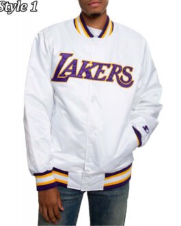Hardwood Classics LA Lakers White Satin Jacket