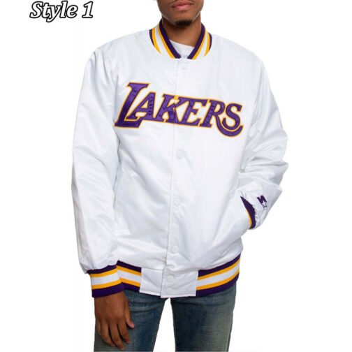 Hardwood Classics LA Lakers White Satin Jacket