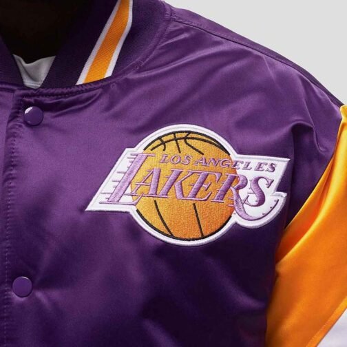 LA Lakers Heavyweight Purple Satin Jacket - Image 4