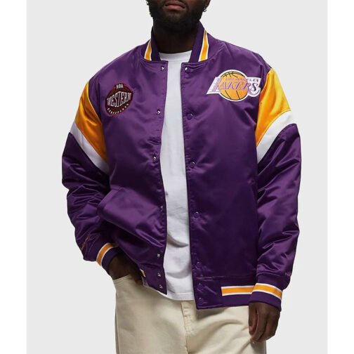 LA Lakers Heavyweight Purple Satin Jacket - Image 2