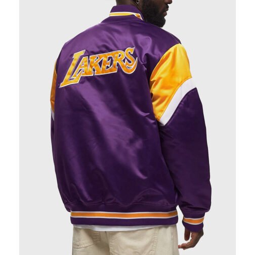 LA Lakers Heavyweight Purple Satin Jacket - Image 3