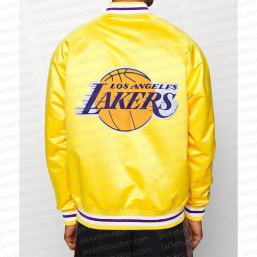 LA Lakers Yellow Varsity Satin Jacket - Image 3