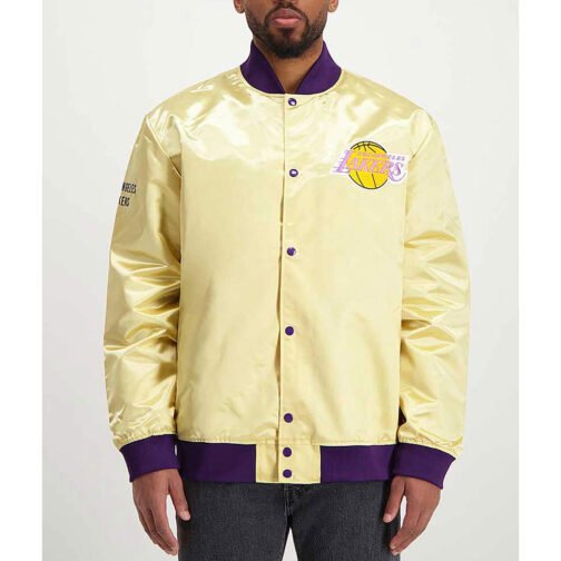 LA Lakers Lightweight Gold Satin Jacket